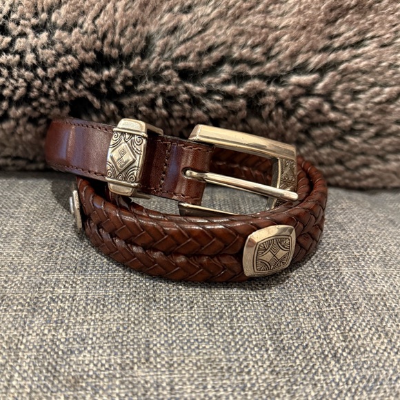 NEW Brighton Medina Concho Brown Leather Braided Woven Western Studded Belt 26 - Picture 1 of 4